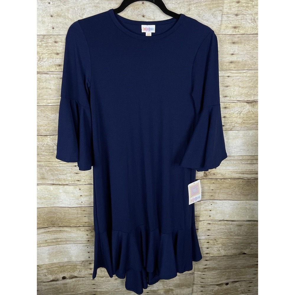 LULAROE MAURINE - WOMEN'S BELL SLEEVE RUFFLE DRESS - SIZE XXS - NWT
